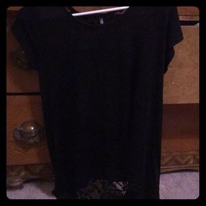 Lace back black tee